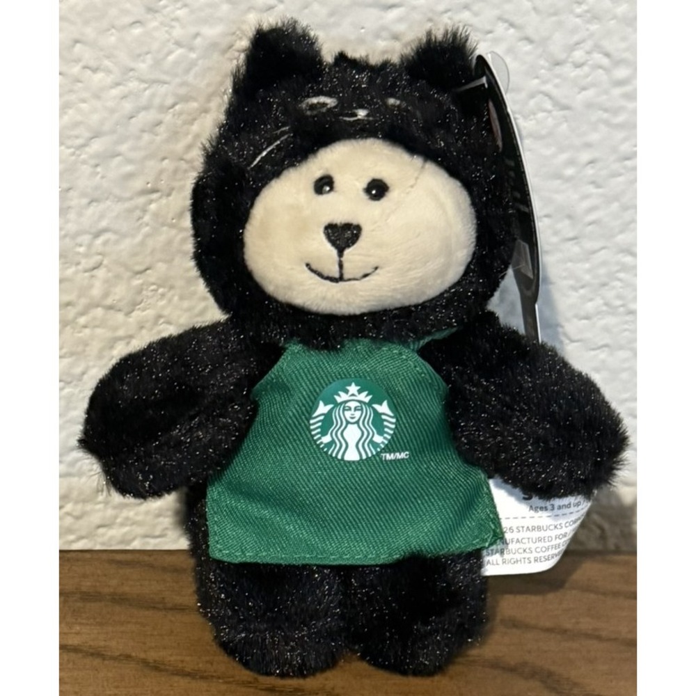 Starbucks 2026 Bearista Black Cat Keychain Limited Edition Plush 5" Bag Charm